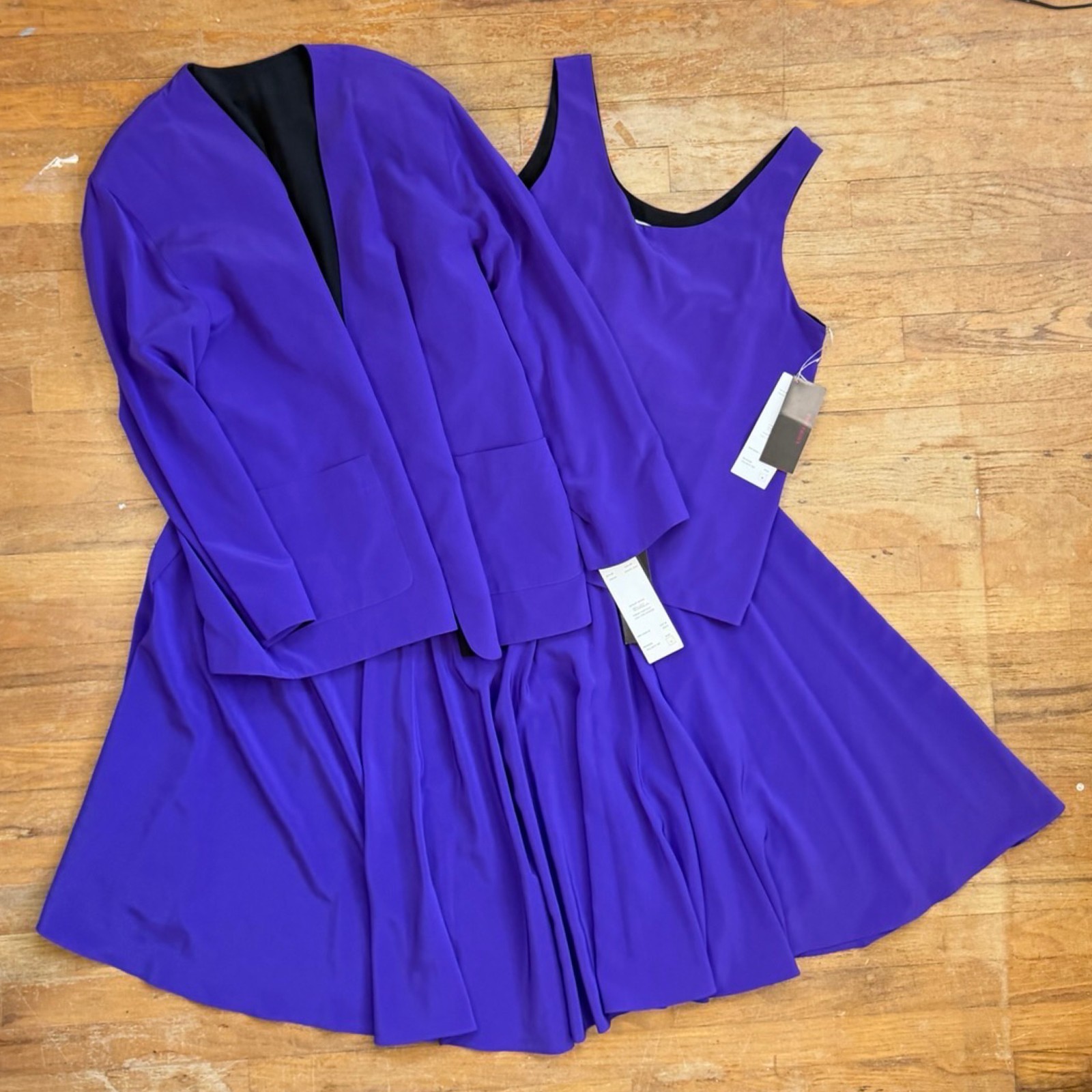 Vintage 3 Piece Outfit Set Size M/L 80s Purple Skirt Reversible Top & Jacket
