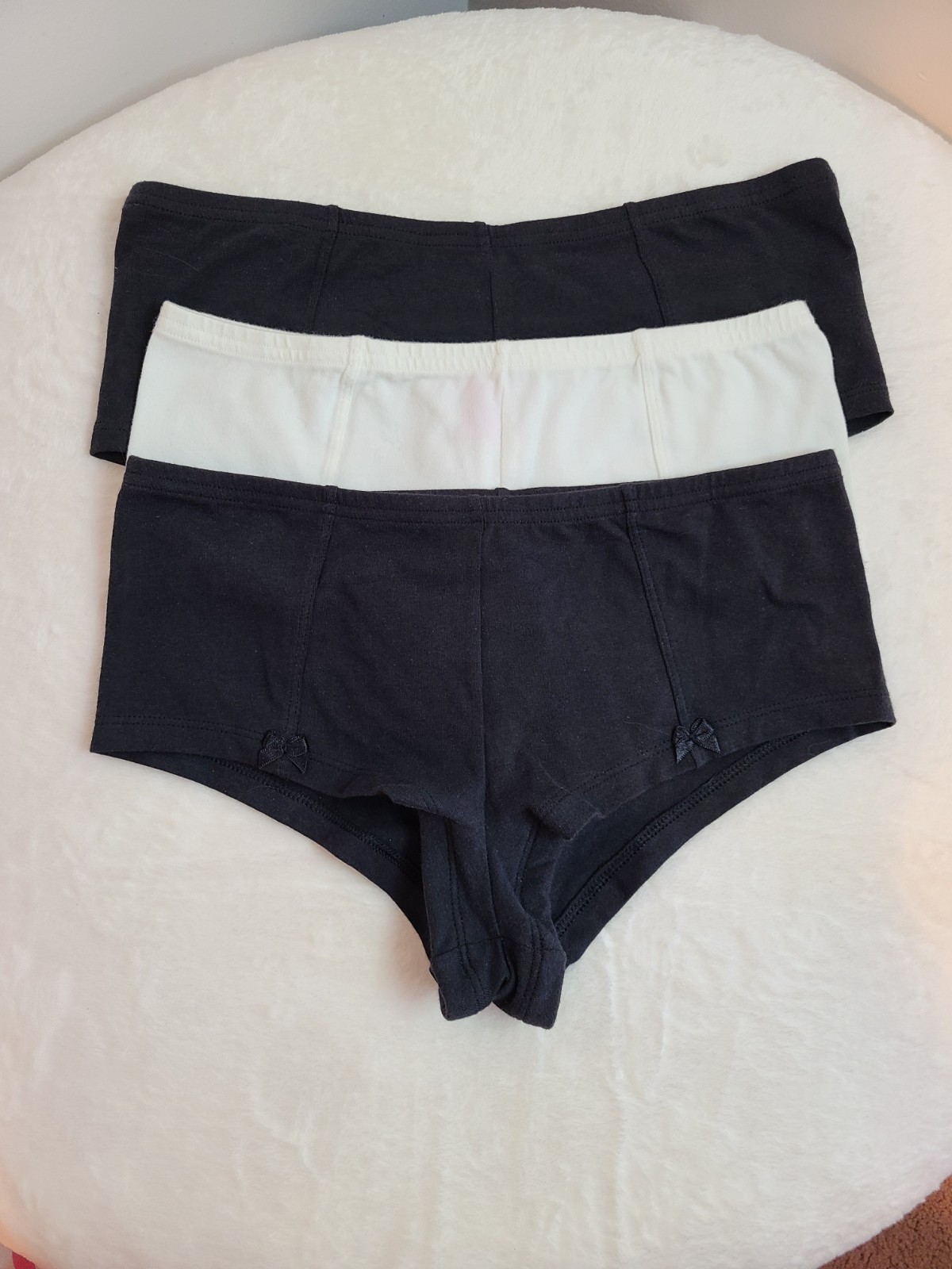 VTG VS PINK 3pk Classic Cotton Hot Pants Shortie Panties Size XS Blk&wht