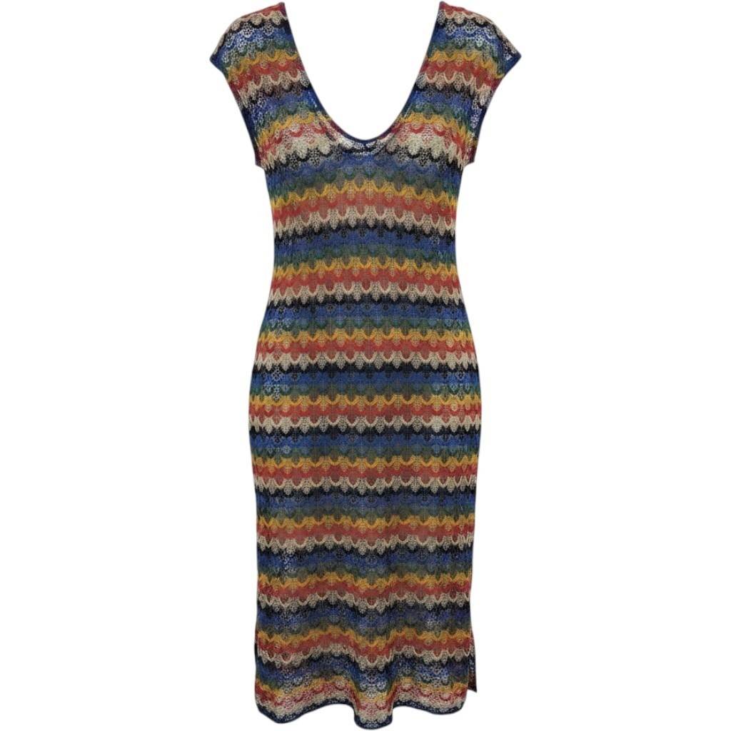 Trina Turk Coverup Large Rainbow Chevron Crochet Knit Boho Eclectic NWT