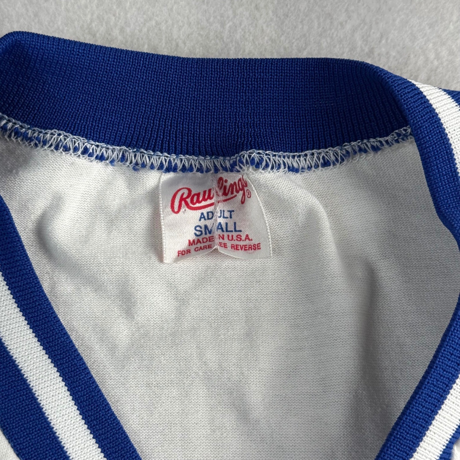Vintage Rawlings Kansas City Royals Baseball Jersey White Blue Made in USA Small