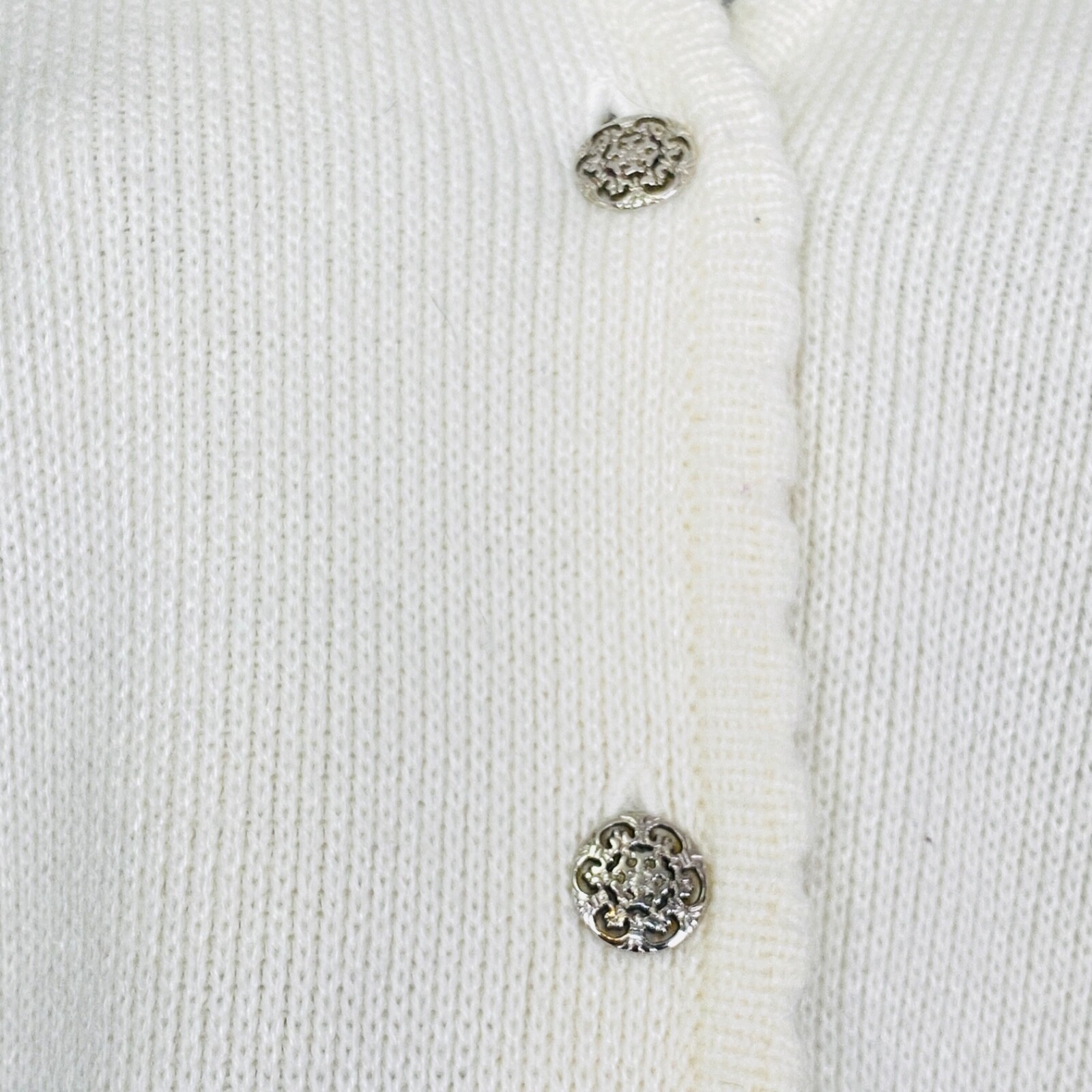 Vintage 1980s white sweater, Victorian style oversized crop cardigan knit top M