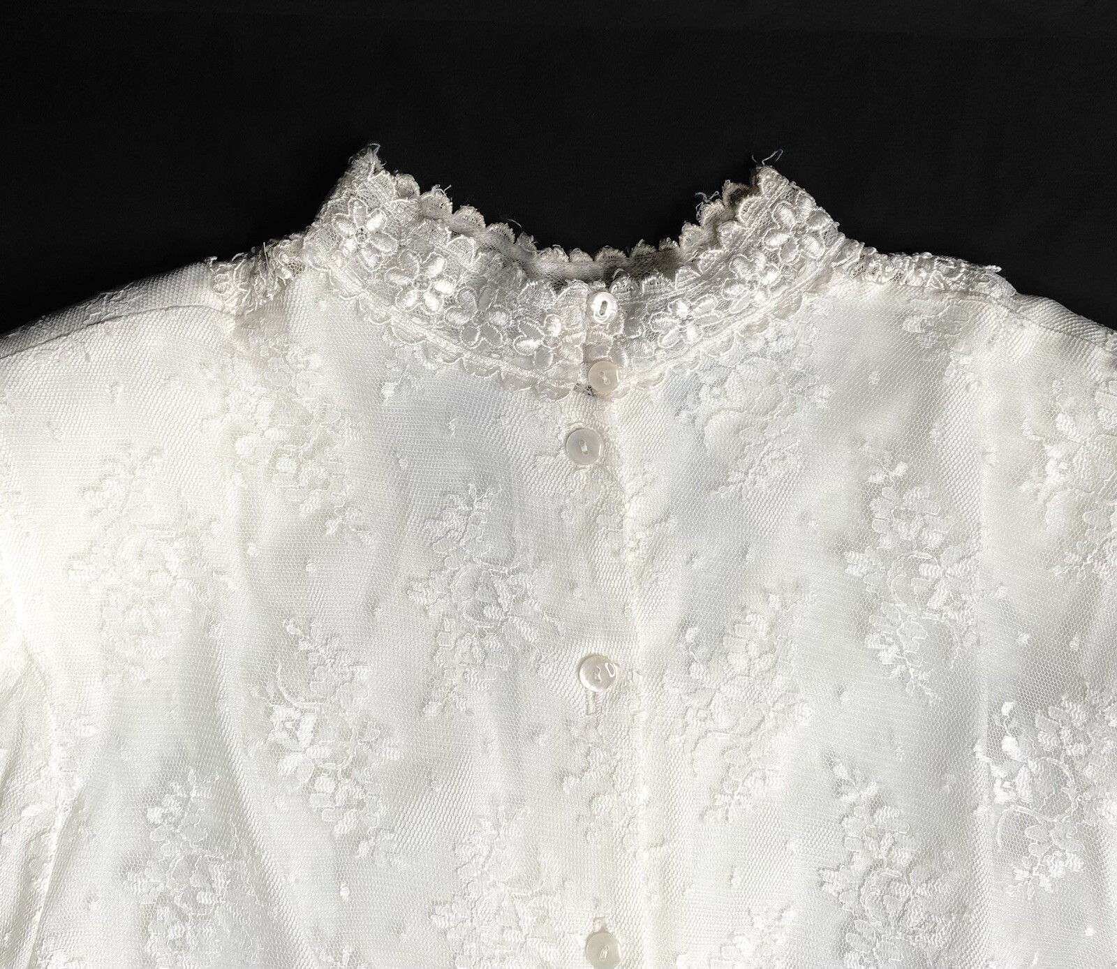 Vintage 80s Scott McClintock White Lace Victorian Blouse Sz 14 See Measurements