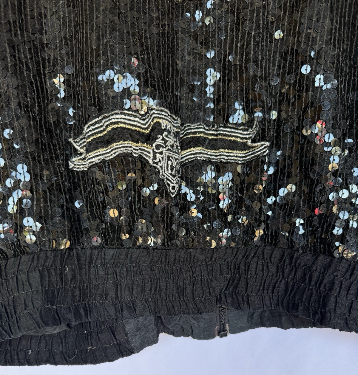 Vintage 80s MODI Silk Sequin Womens Jacket Champagne Label Size M Glam Maximalis