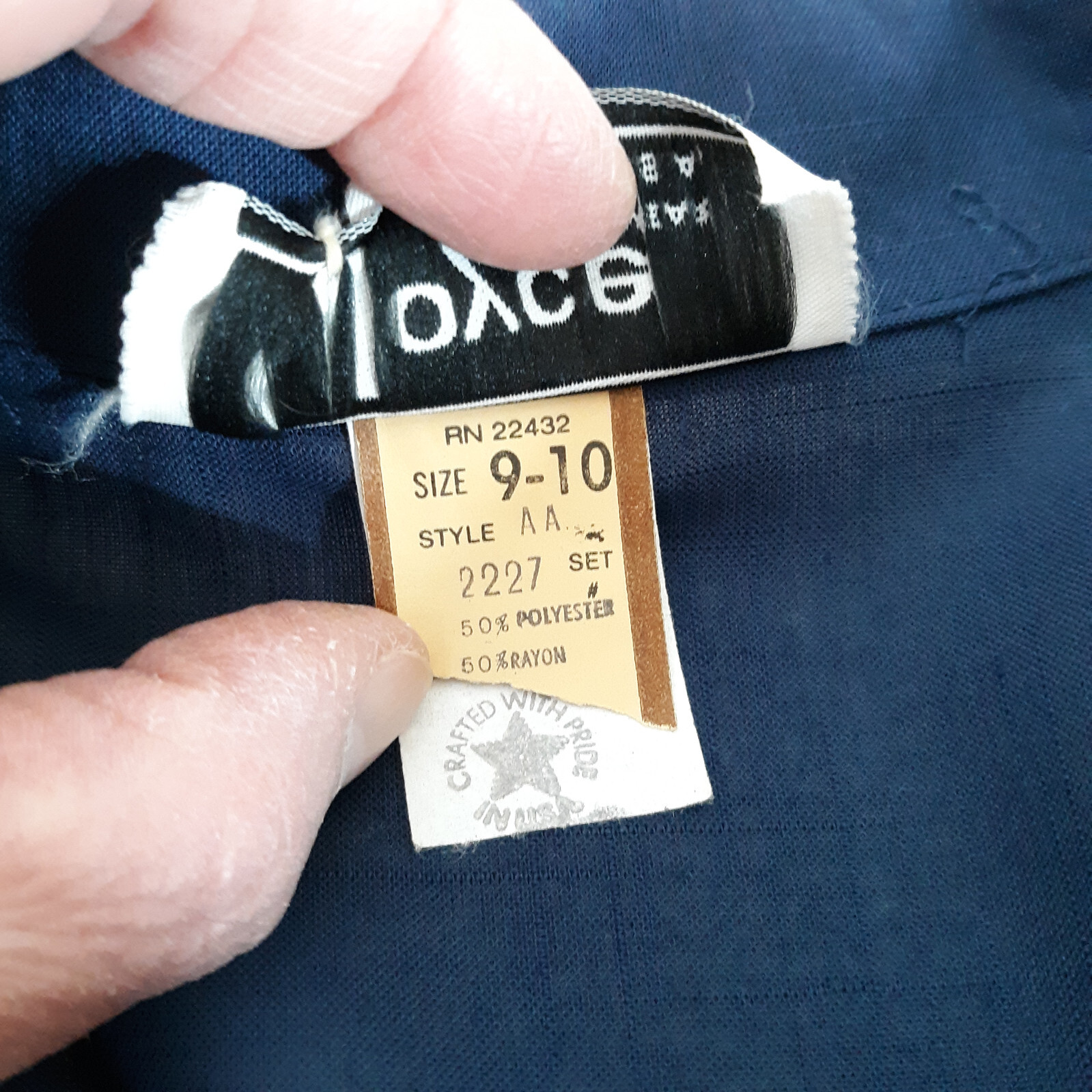 Vintage Joyce Sportswear Late 80s Navy Inspired Blouse w/Epaulettes Size 9/10