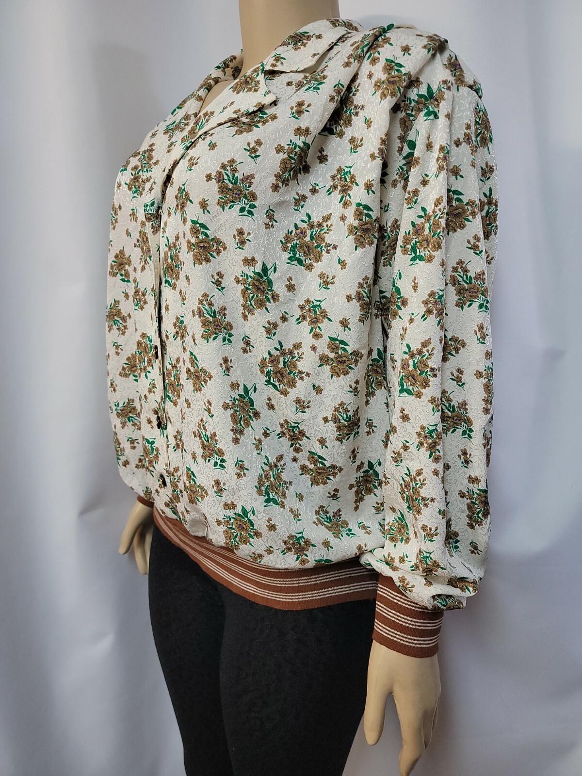 VIRGINIE Paris Designer Vintage Made in France Ribbed Hem Top Size S (1) #W4