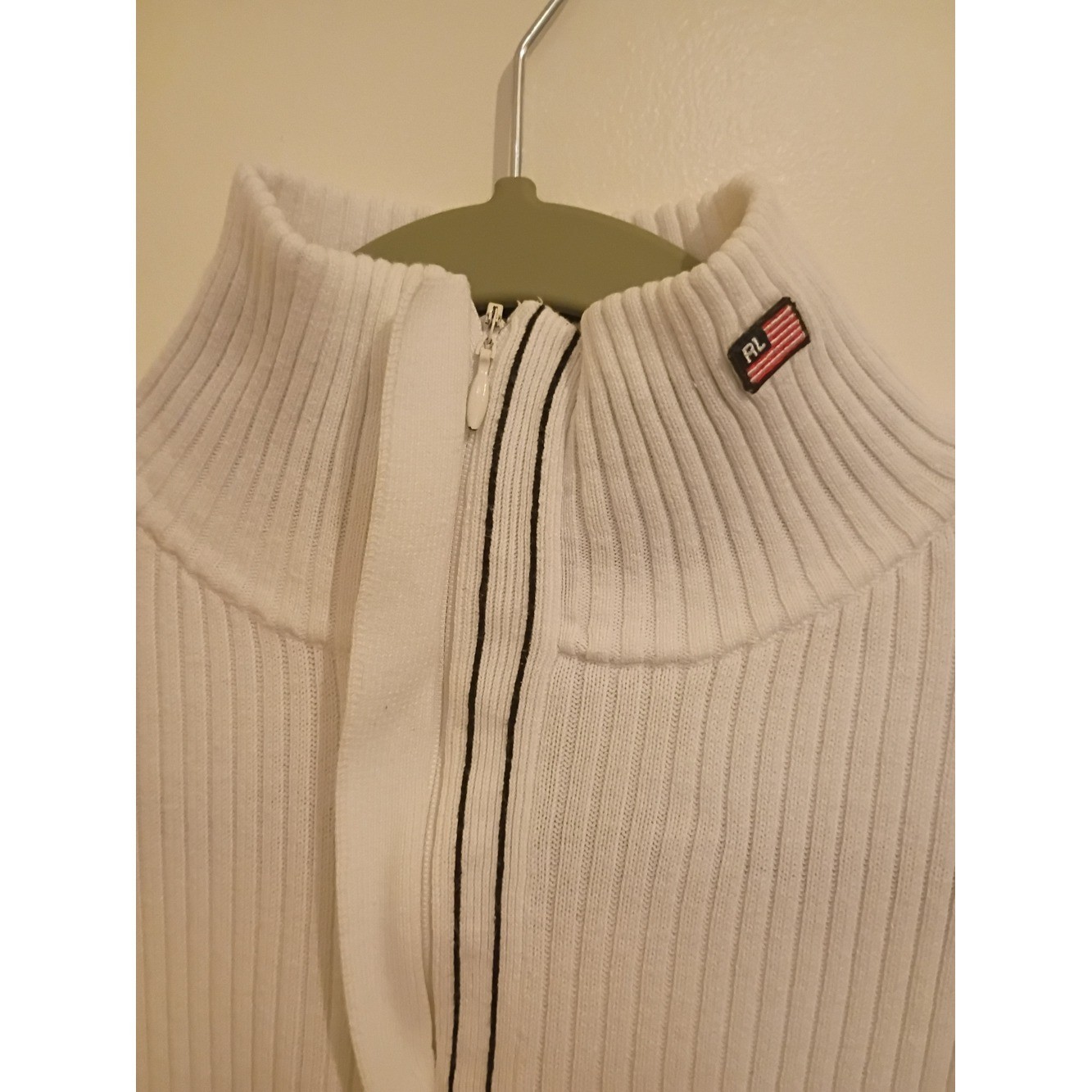 VTG Polo Jeans Co. Women’s White Ribbed Half-Zip Mock Neck Sweater Sz XL