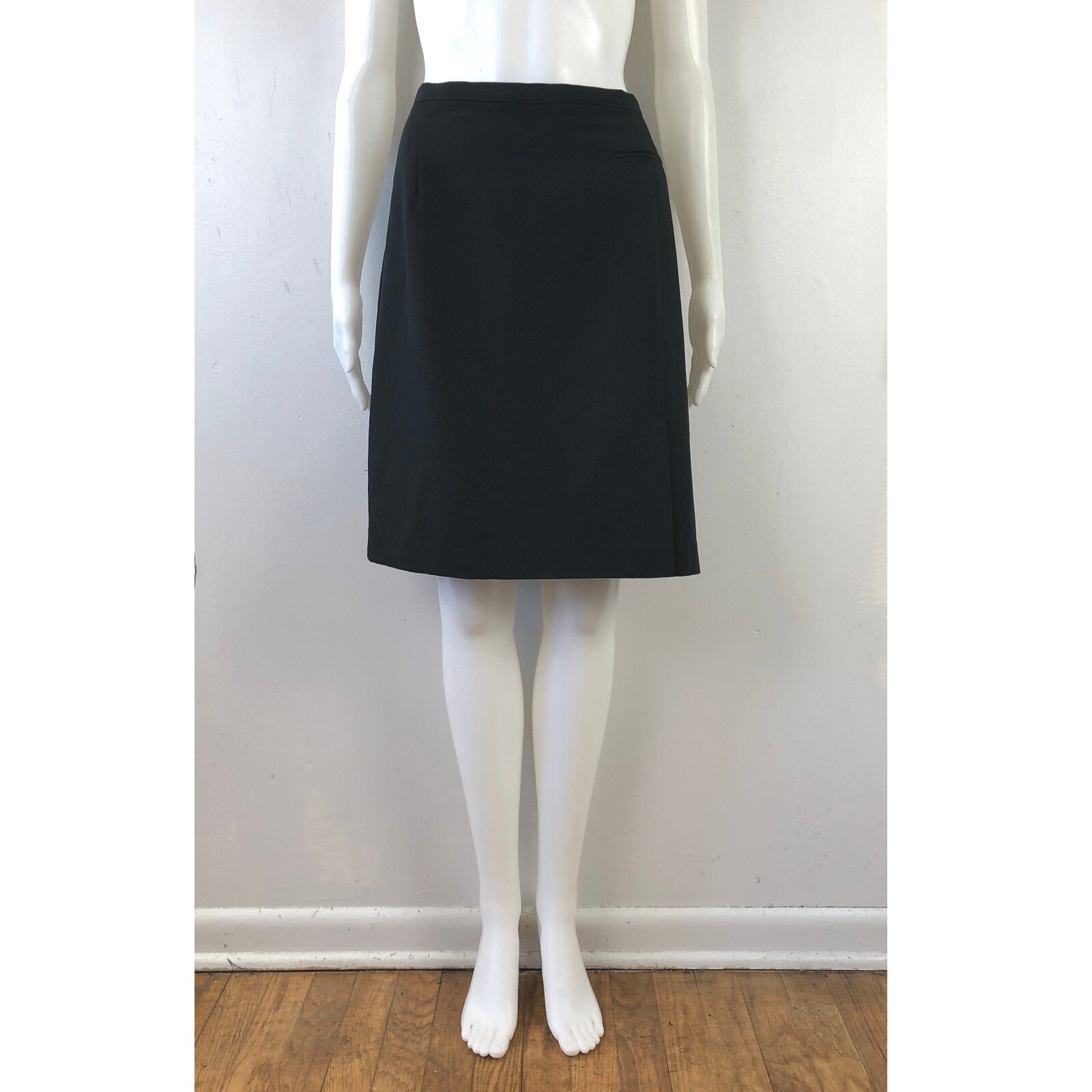 Vintage Fine Woven Black Skirt Size XL 33″ Waist 1980s Straight Cut NOS