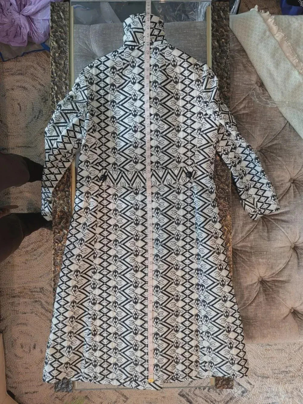 Count Romi Vintage 60s/70s Mod Coat Navy White Geometric Trapunto Matelasse M