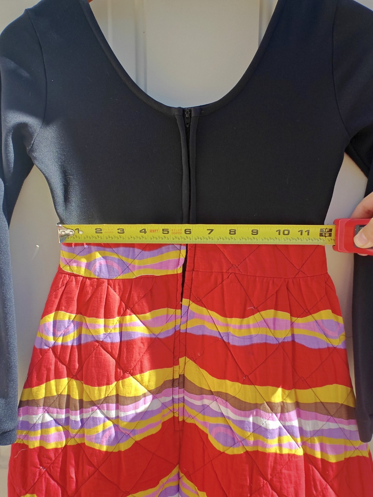 Rare Vintage 1970s Dutchess Jr. Loungewear Quilted Psychedelic Maxi Dress Usa