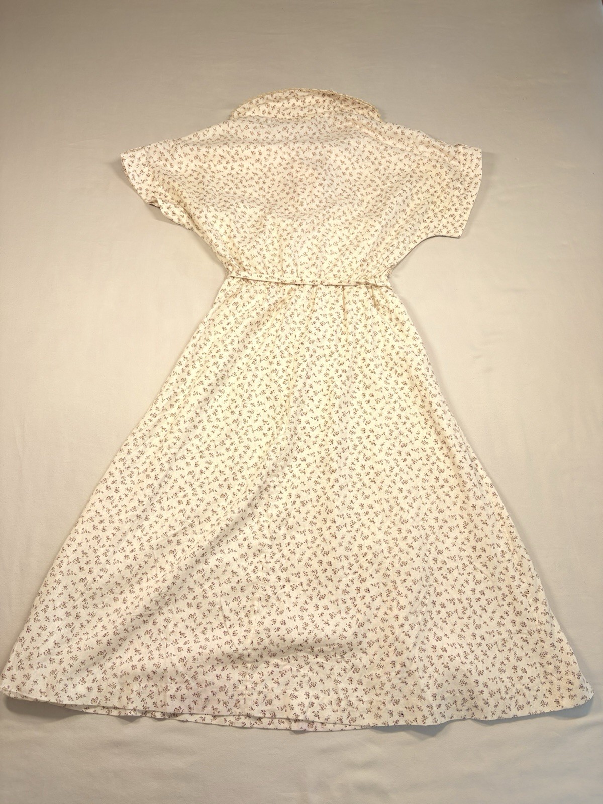 1970s SANDY SHAW Ivory Floral Dress Cottage Core USA Union Made Women’s Small
