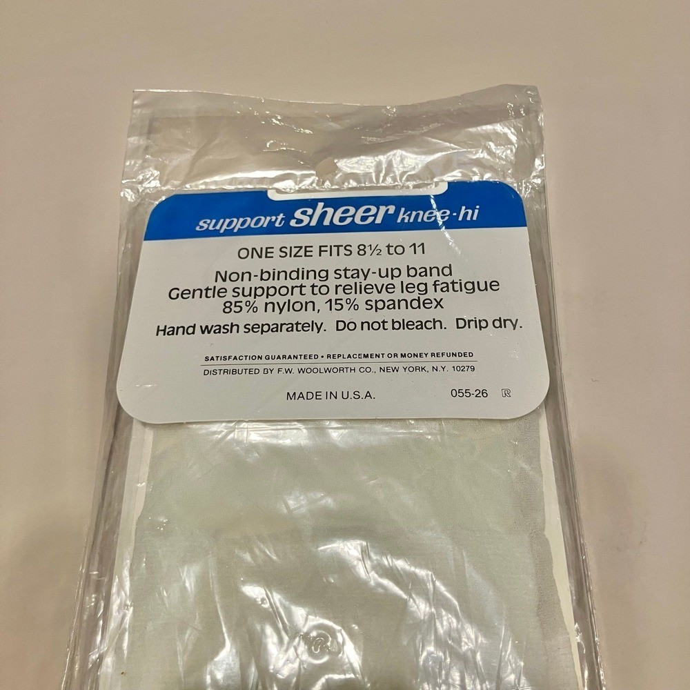 VTG Primrose brand sheer support knee-high stockings white one size fits 8.5-11