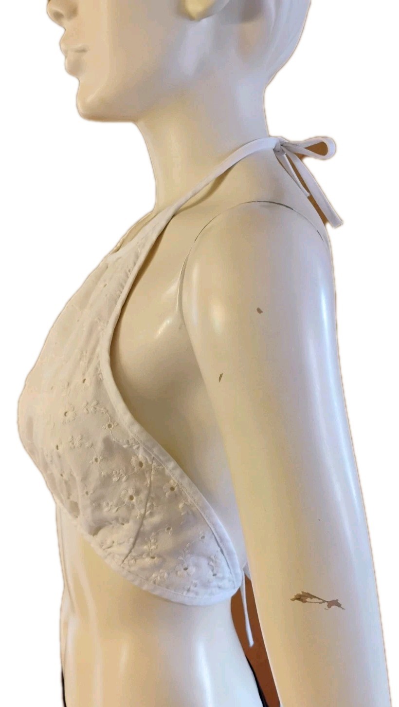 RARE VTG 70’s Cottagecore CHIC „King Kole” White Eyelet Hippie Halter XS
