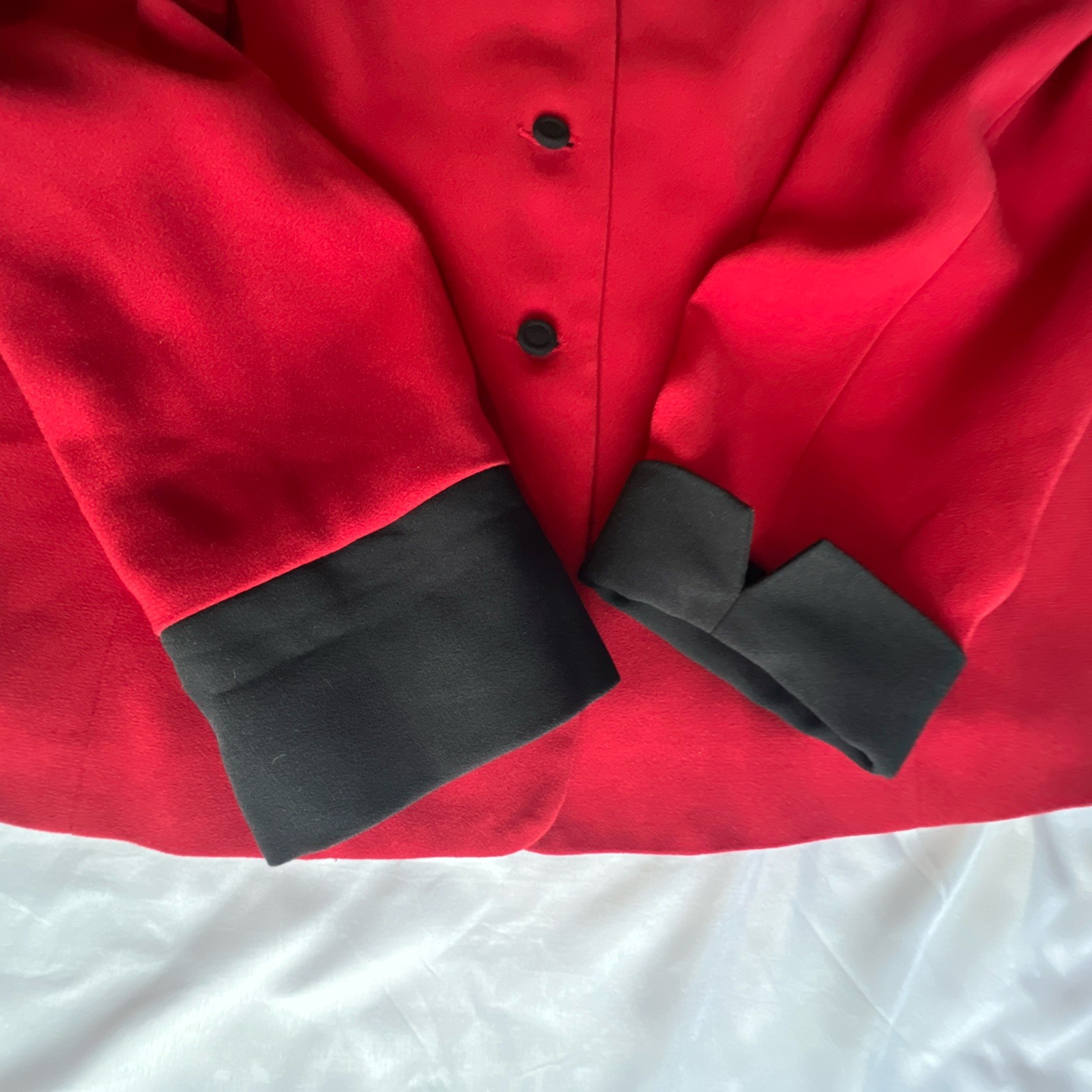 Vintage KORET Classic Red Wool Riding Blazer Size 2XL Black Collar