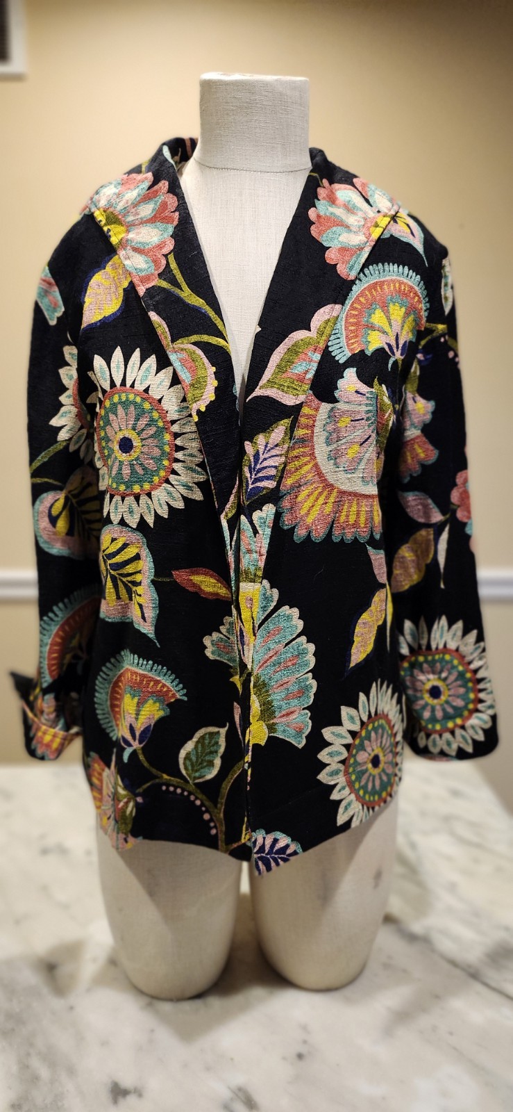 Vintage 80s Painted Pony Floral Tapestry Jacket Sz Large