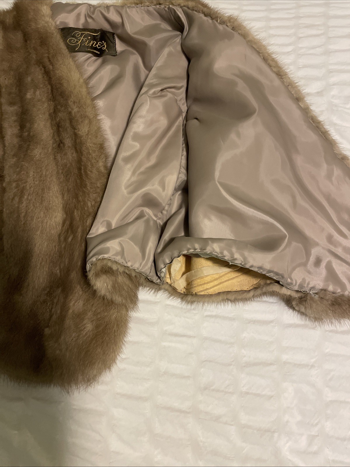 Vintage Light Golden Brown Mink Fur Stole Shawl Fine’s Savannah NEEDS RESEWN