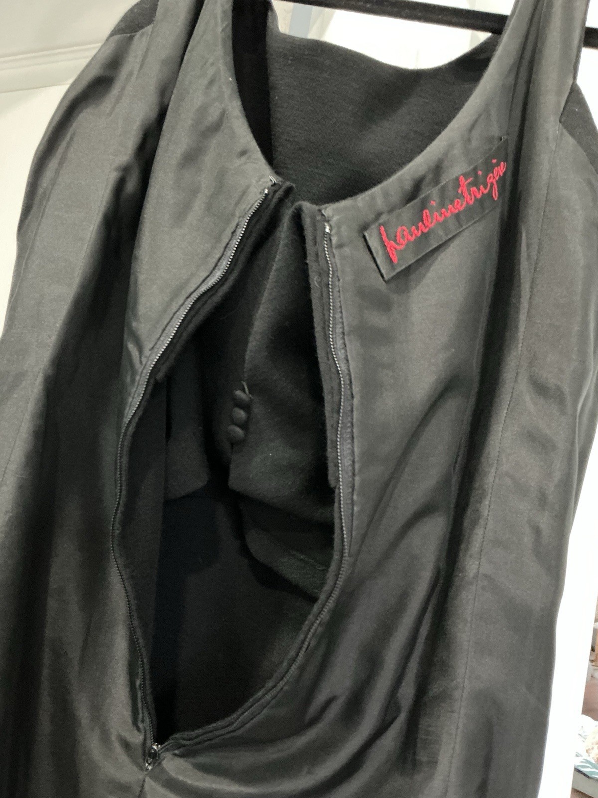 Pauline Trigere Vintage Rare Black Wool Sleeveless Cocktail Dress