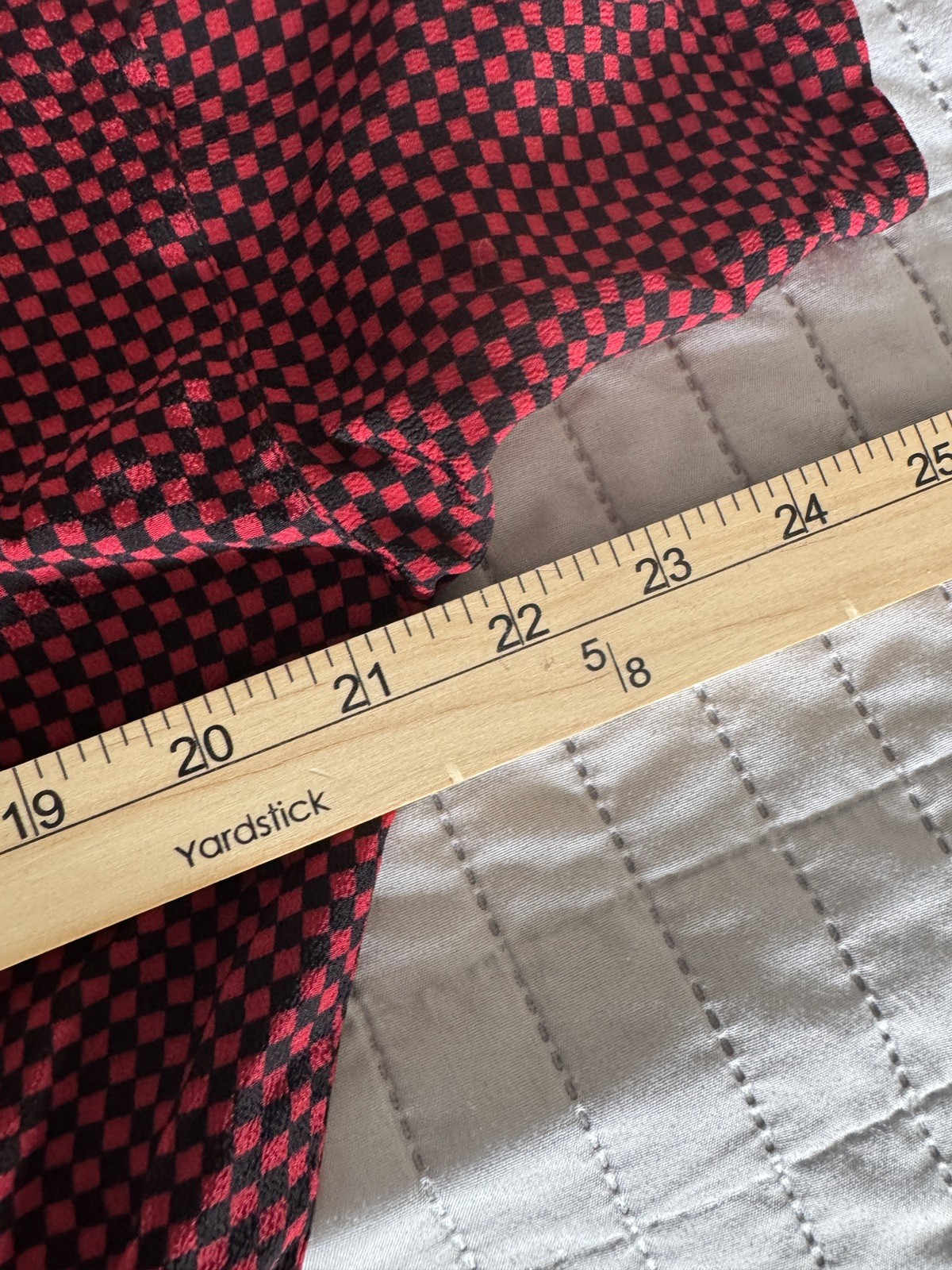 Vintage Ms Chaus Wrap Dress Red Black Check Rayon Midi Pockets Size 14 USA