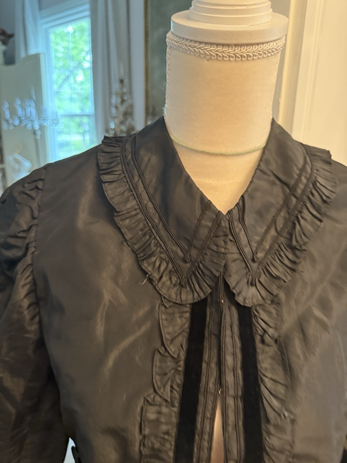 Antique Victorian Edwardian Skirt Dress Shirt Black Mourning Clothing Women Vtg