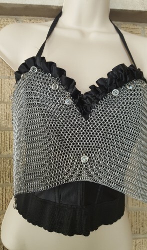 1980s Corset Cher Style Chain Mail 34B Vintage Top Club