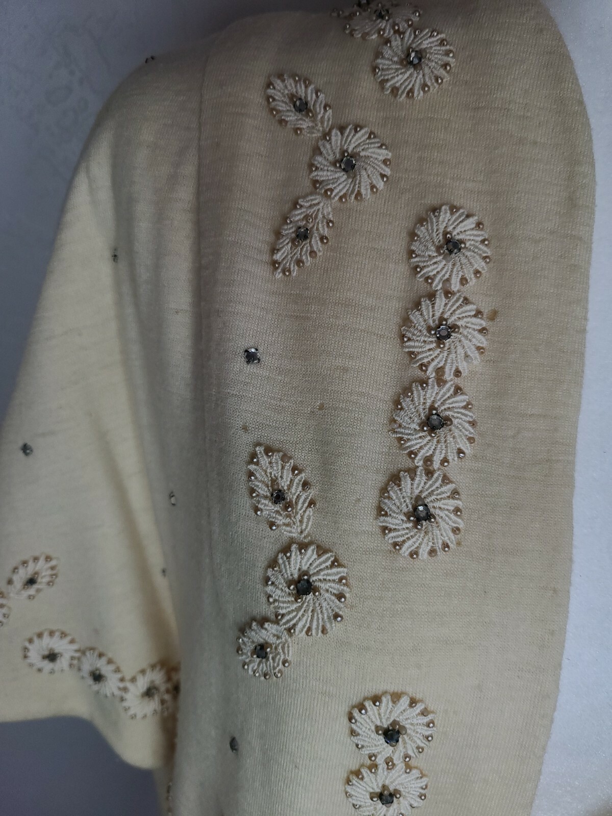 Vintage 1950s Shawl, Cape Or Bolero. Beaded Retro bling mad men house wife