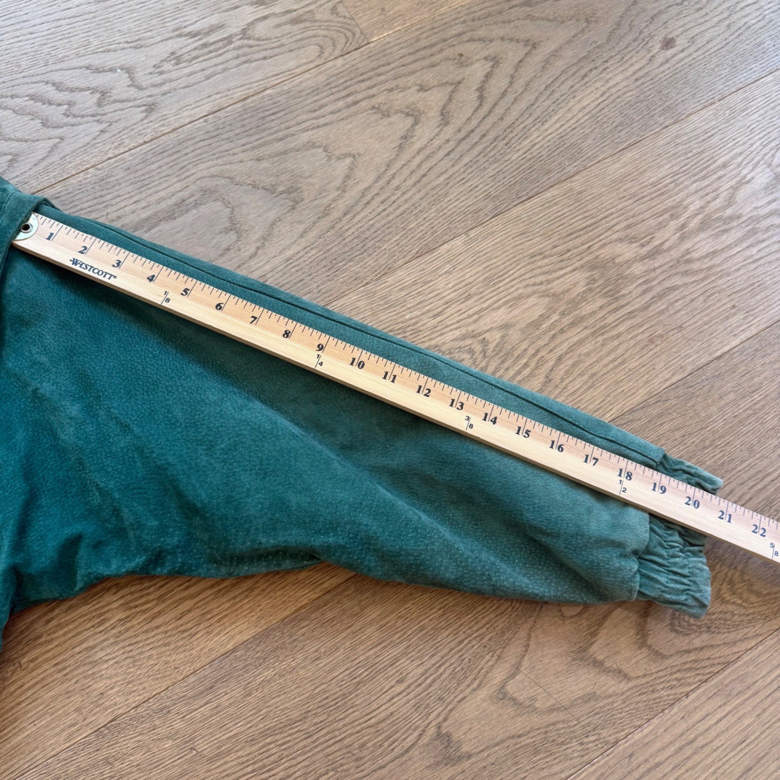 Vintage Avon Fashions Teal Green Suede Leather Bomber Jacket 80s Dolman Sleeve M