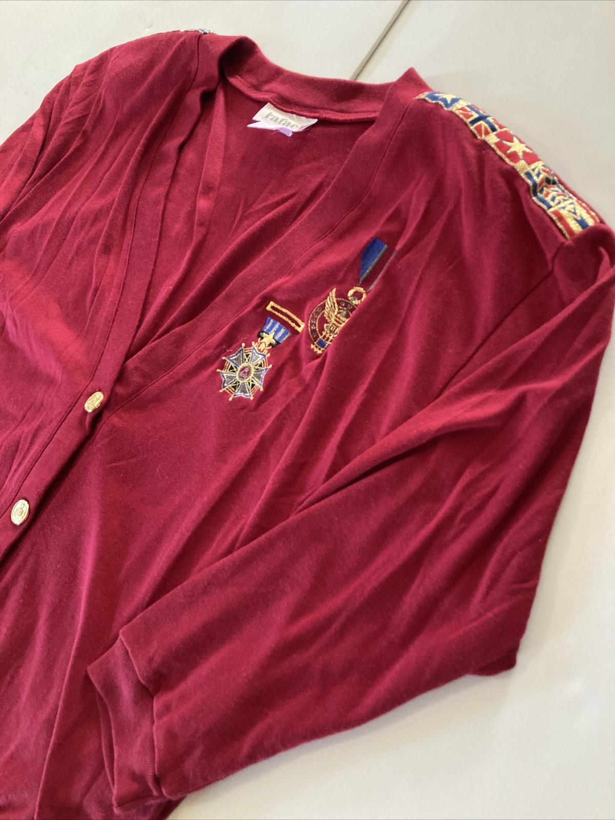 VTG Rafael Woman’s Sz M Red Button Up Cardigan 3/4 Sleeve