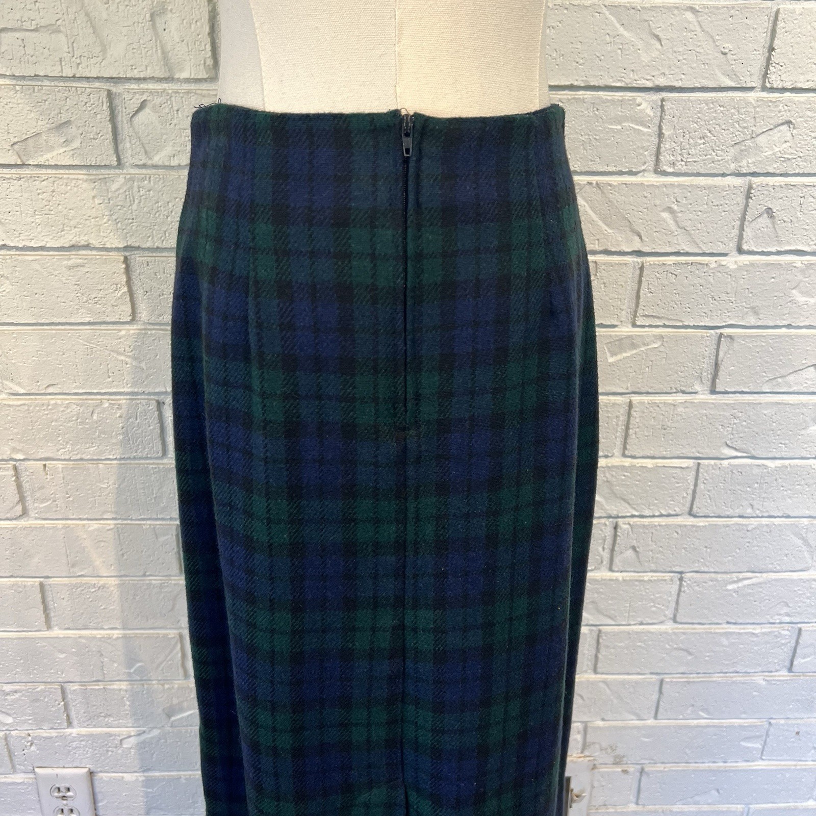 Vintage 90s Paul Harris Design Green Blue Tartan Plaid Skirt womens 6