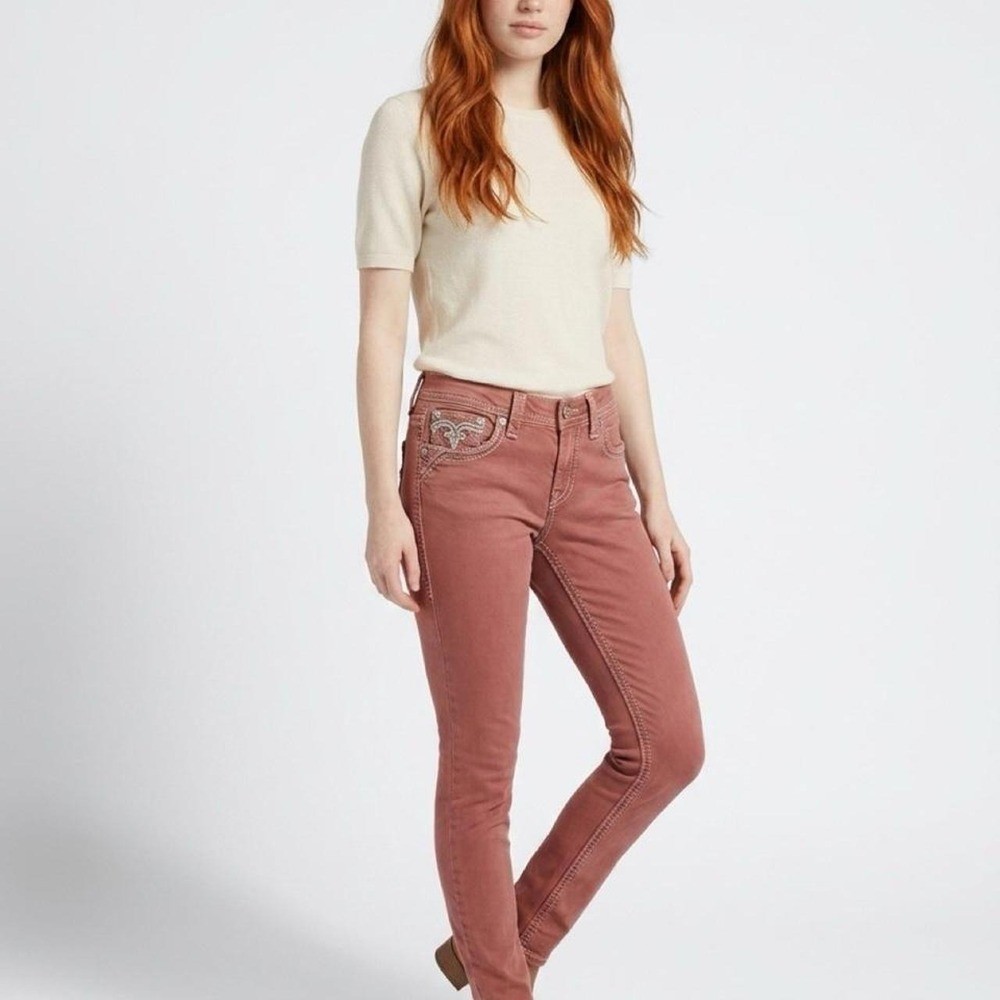 Rock Revival Code Ankle Jeans Size 30 Burgundy