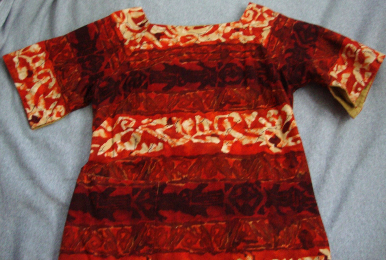 Kiyomi of Hawaii S Vintage 60s DRESS Orange Barkcloth Wraparound Shift Tiki