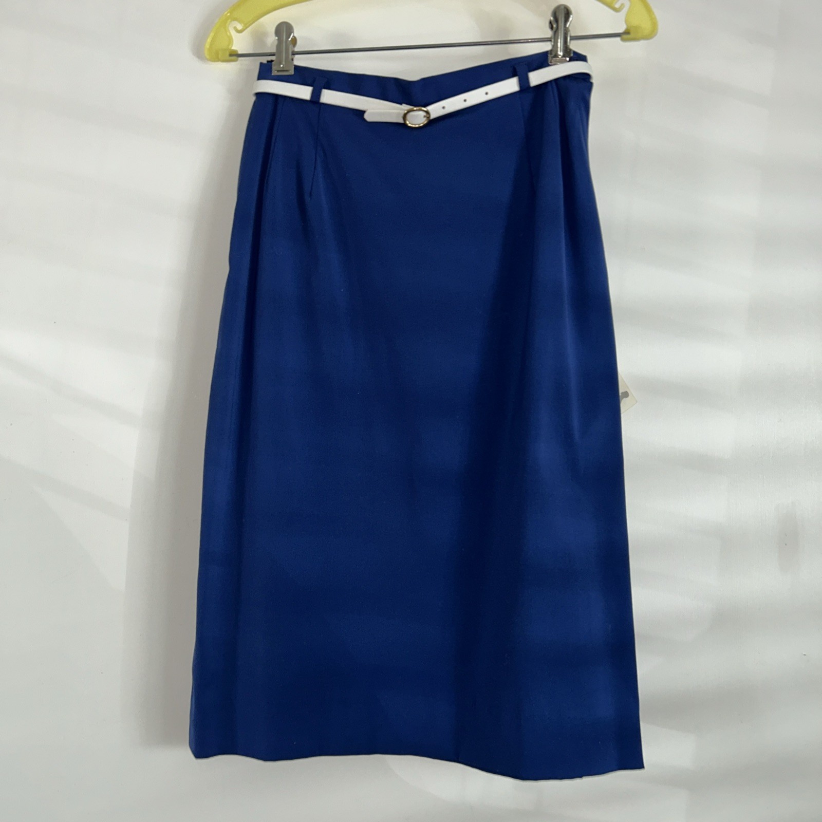 Vintage NWT Poplin MCM Royal Blue Skirt-Jr Size 11-White Belt-Country Set