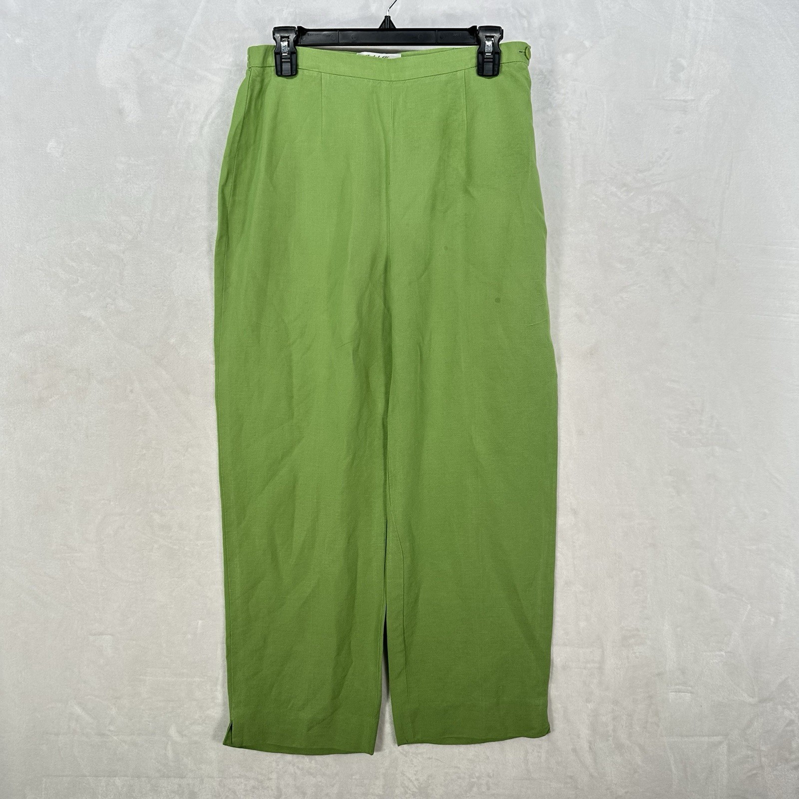 Vintage Judith Hart Pants Set Womens 12 Jacket Linen Blend Lime Green Maximal