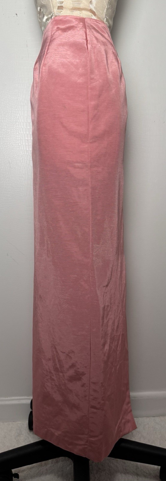 Vtg 80s Watters & Watters Pink Lace Pleated Peplum Maxi Skirt Formal Set XS/S