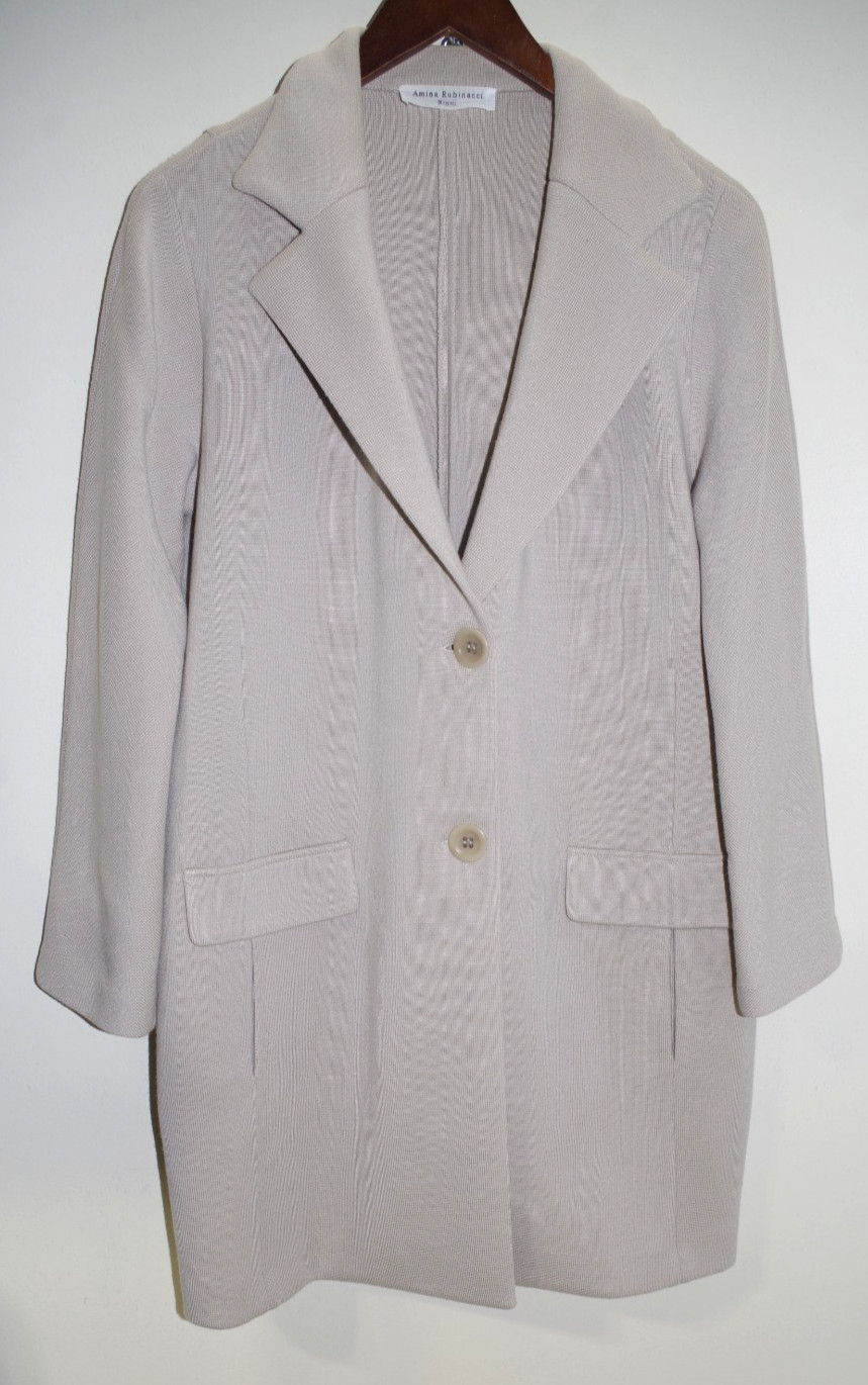S8 Vintage Amina Rubinacci Napoli Italy 8 Heavy Wool Cardigan Coat Light Taupe