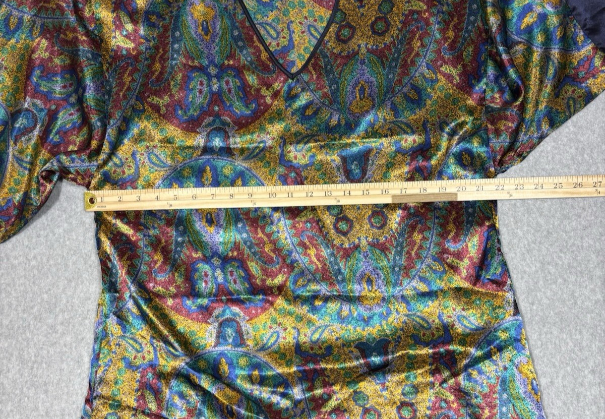 Vintage R Michael Alan Multicolor Mumu Silky Large Sleeves Size Medium