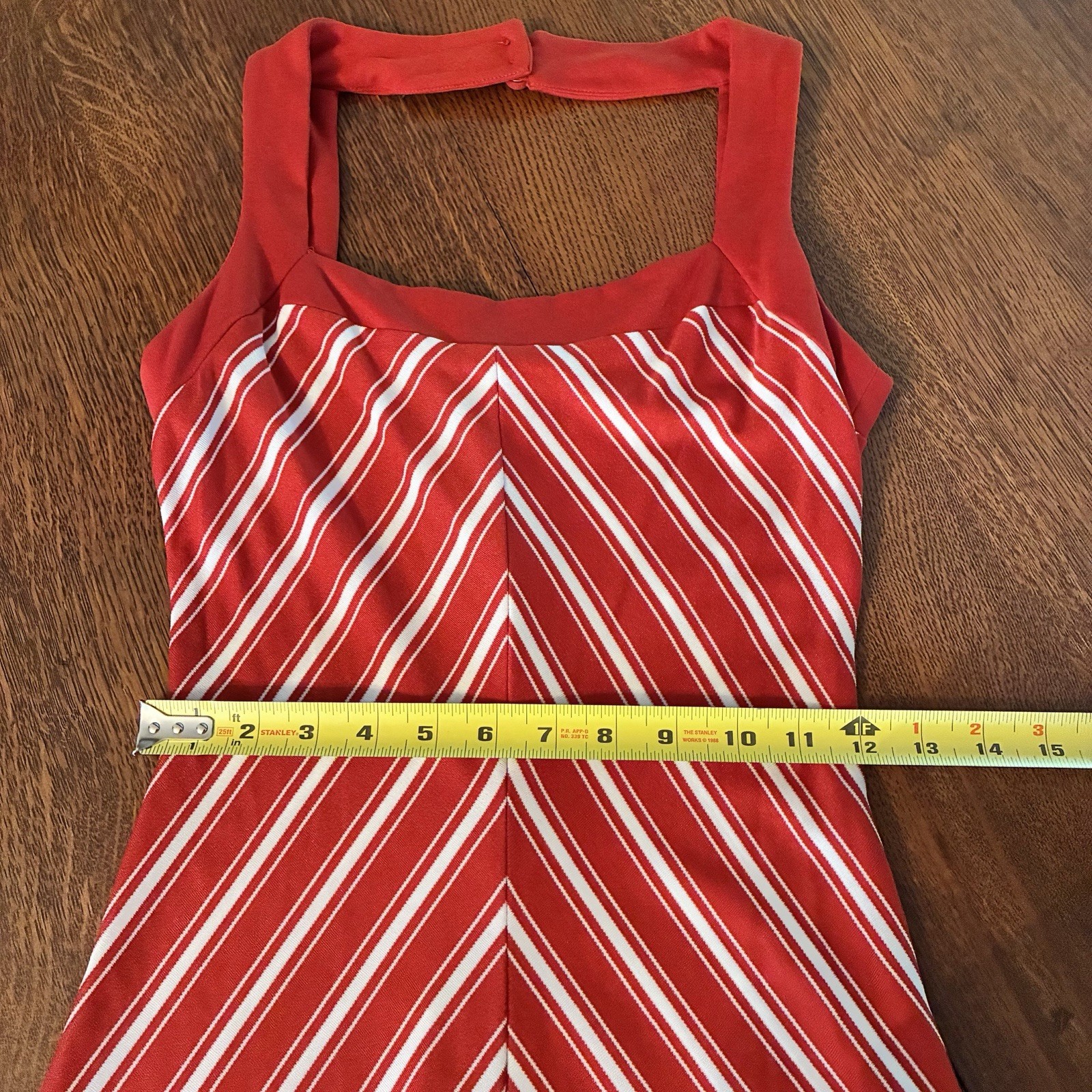 Vintage Sleeveless Trolley Car Maxi Dress Candy Cane Chevron Stripes Small