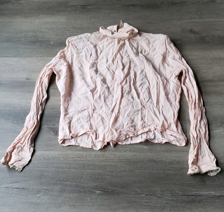 VTG 40s/50s Rhoda Lee Secretary Blouse Top Sz XS? Pearl Buttons FLAWS STAINS