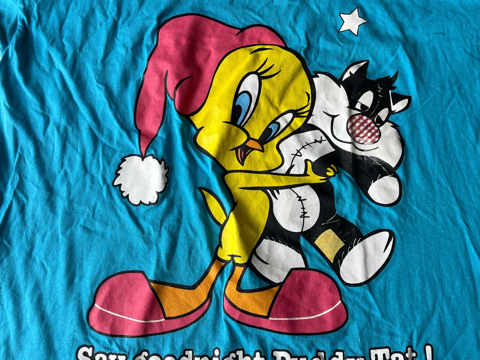 1996 Warner Bros Tweety Pajama Shirt Womens One Size Oversize Shirt & Sleep Mask