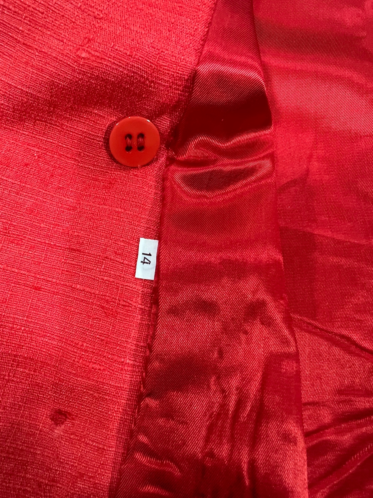 Vintage Liz Claiborne Red Silk Double Breasted Blazer Size 14 See Measurements