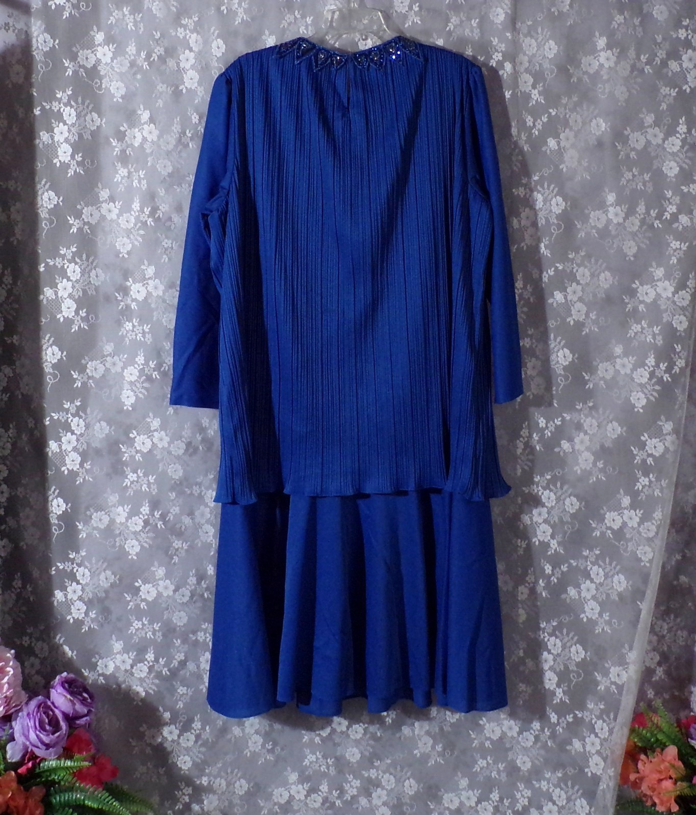 Vintage 80s Blue Cocktail Dress Size 2XL 1980s Retro Studio 54 Disco Glam Mob