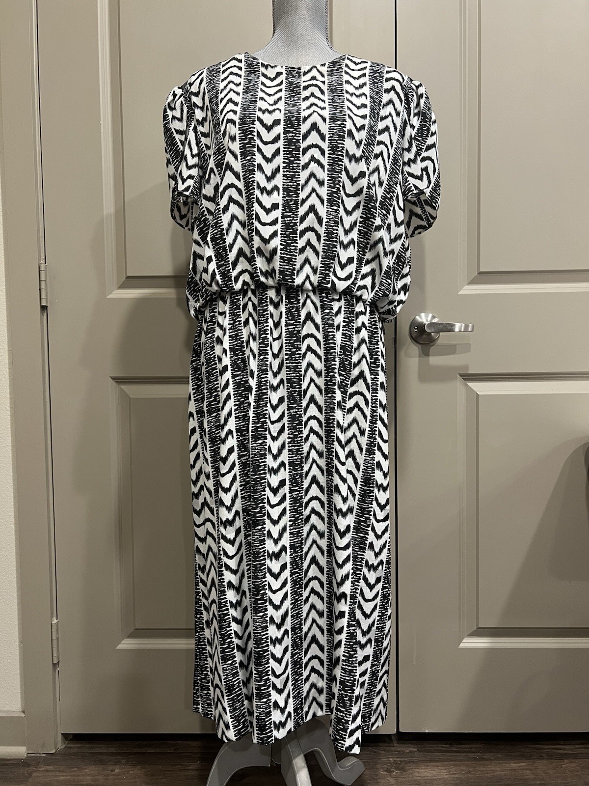 Lorac Original Lady Carol Blouson Dress 16/18 Geometric Abstract Disco 70’s 80’s