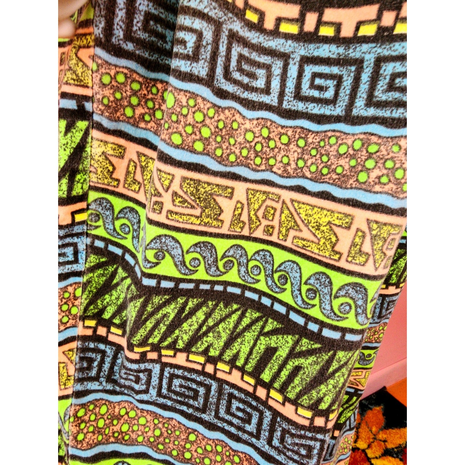 Vintage 1980’s/1990’s JoJo Green Pink Abstract Surfer Muscle Parachute Pants
