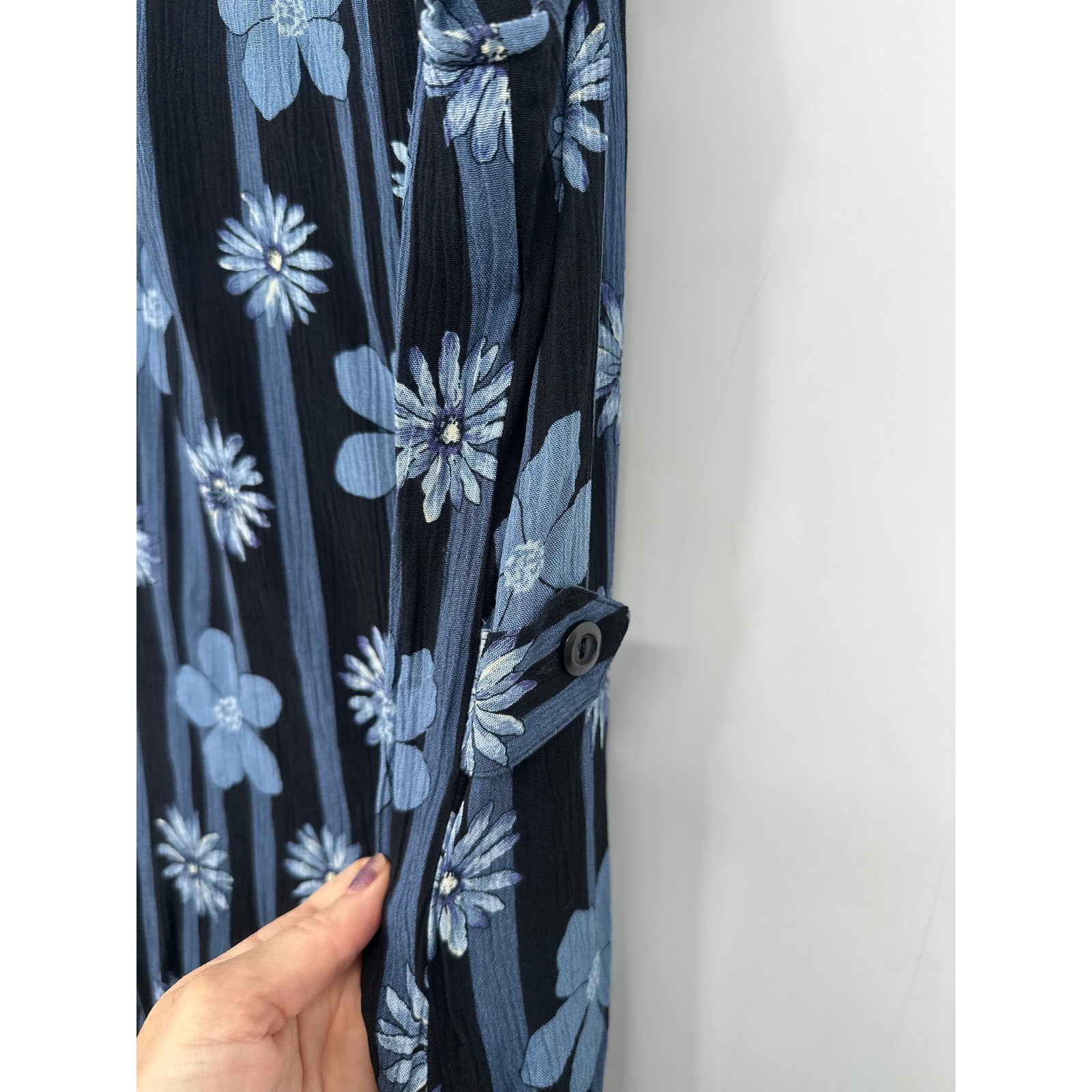 Vintage Sag Harbor Floral Maxi Dress S Blue Sleeveless 90s Cottage Boho Retro
