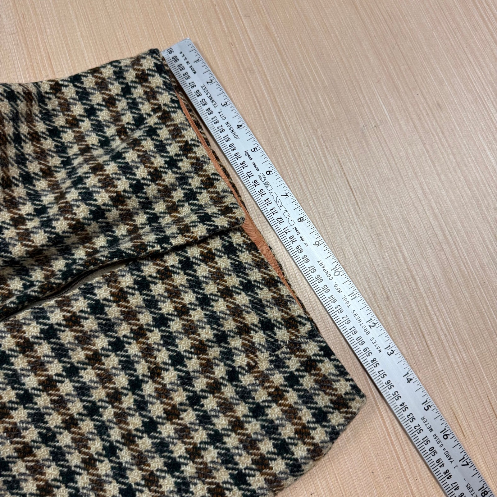 Vintage 60s 70s Wool Tweed Lined Pants Women’s Flare Leg Hondstooth 28×29 sz 12