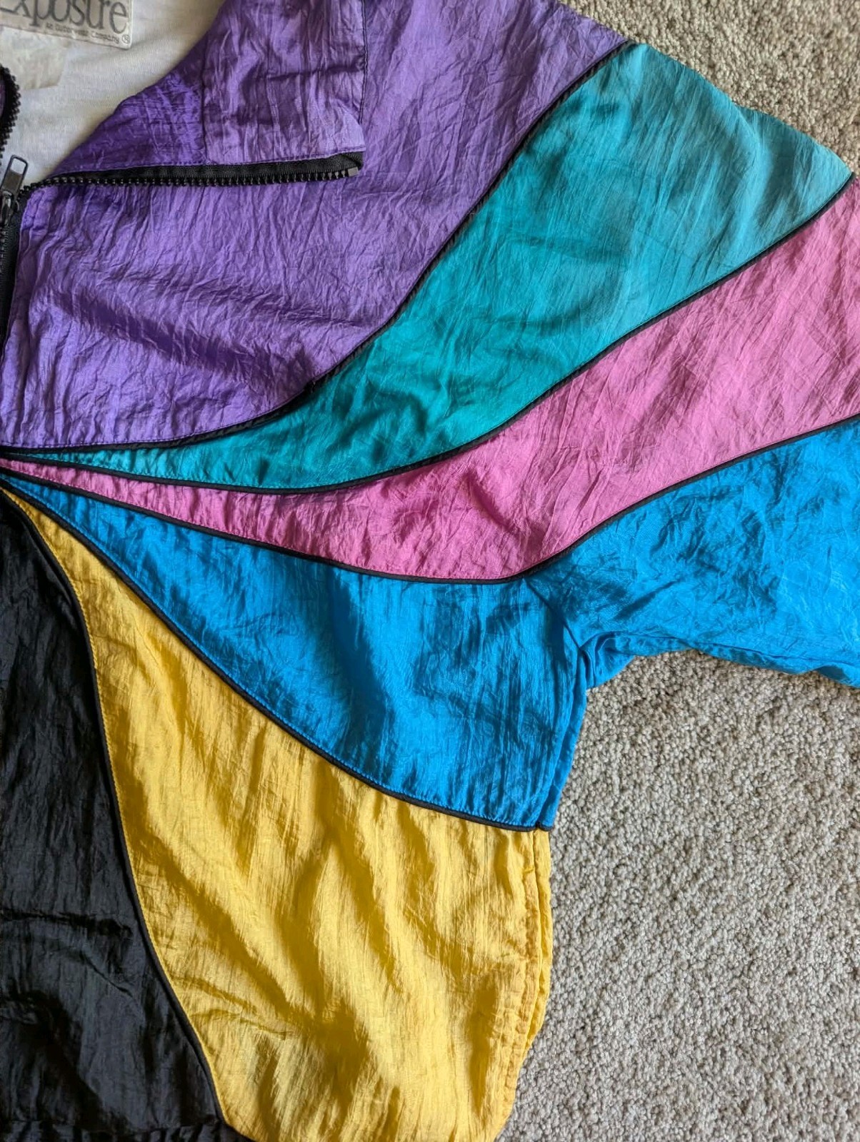 Vintage Olympic Exposure Color Block Windbreaker Jacket 90s Nylon Size L