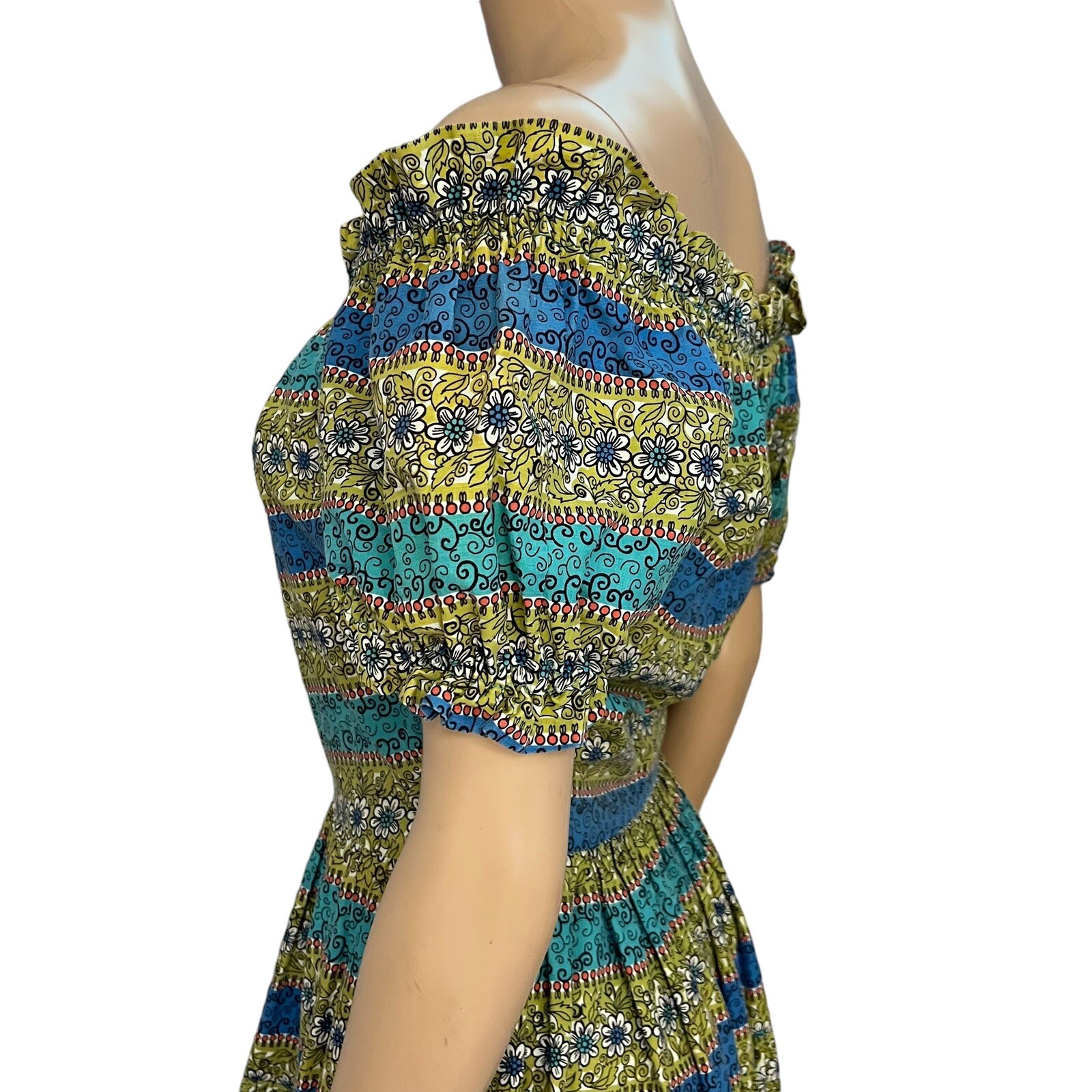 50s Vintage Handmade Tea Dress XXS Cottagecore Fit And Flare Floral Housewife
