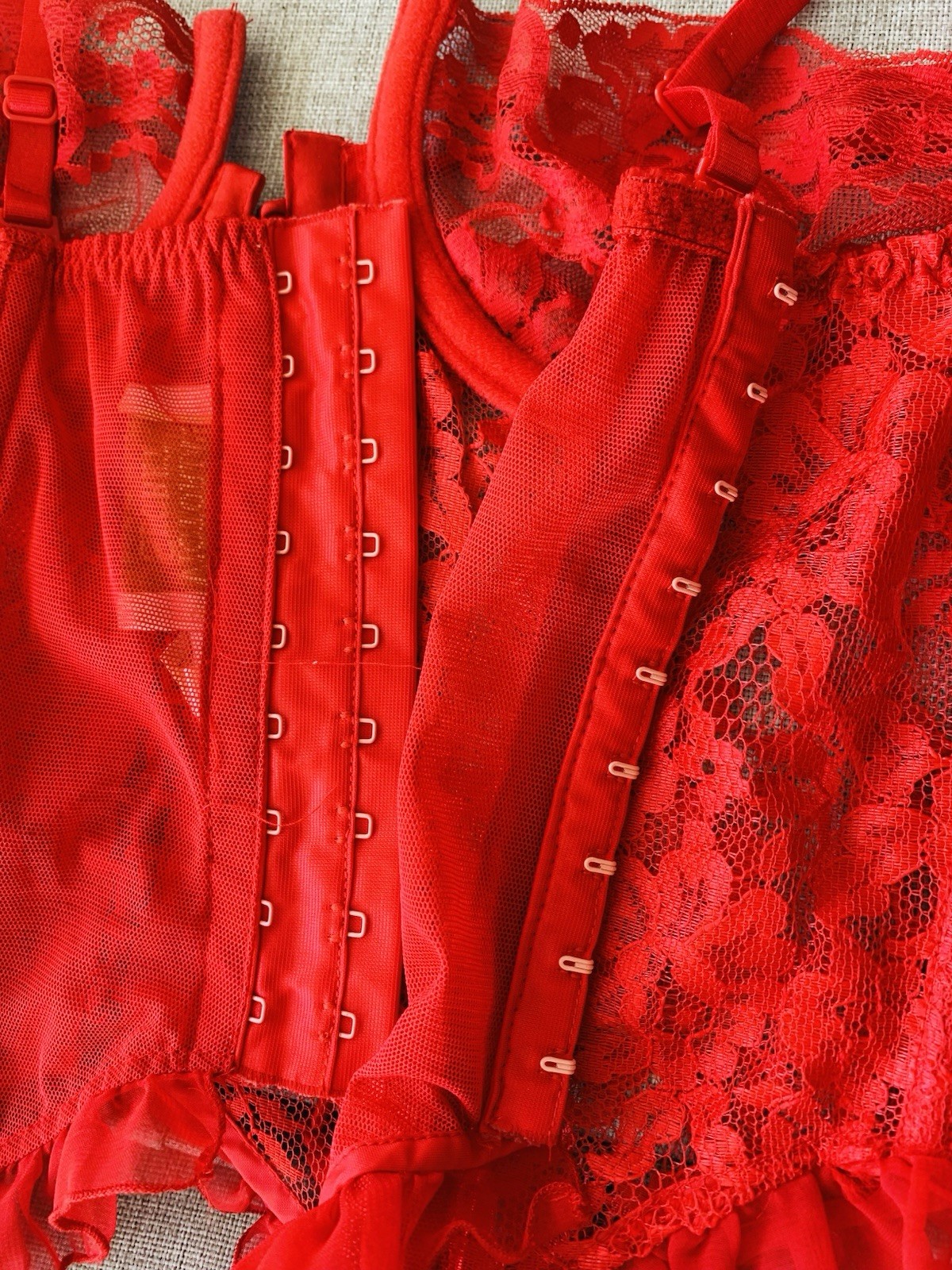 Vintage Y2K Victoria’s Secret Gold Label Red Sexy Bustier Corset Set 34B Small