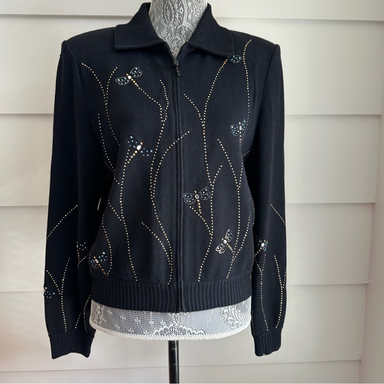 Vintage St.John Evening Knit Jacket with Dragonflies size 8