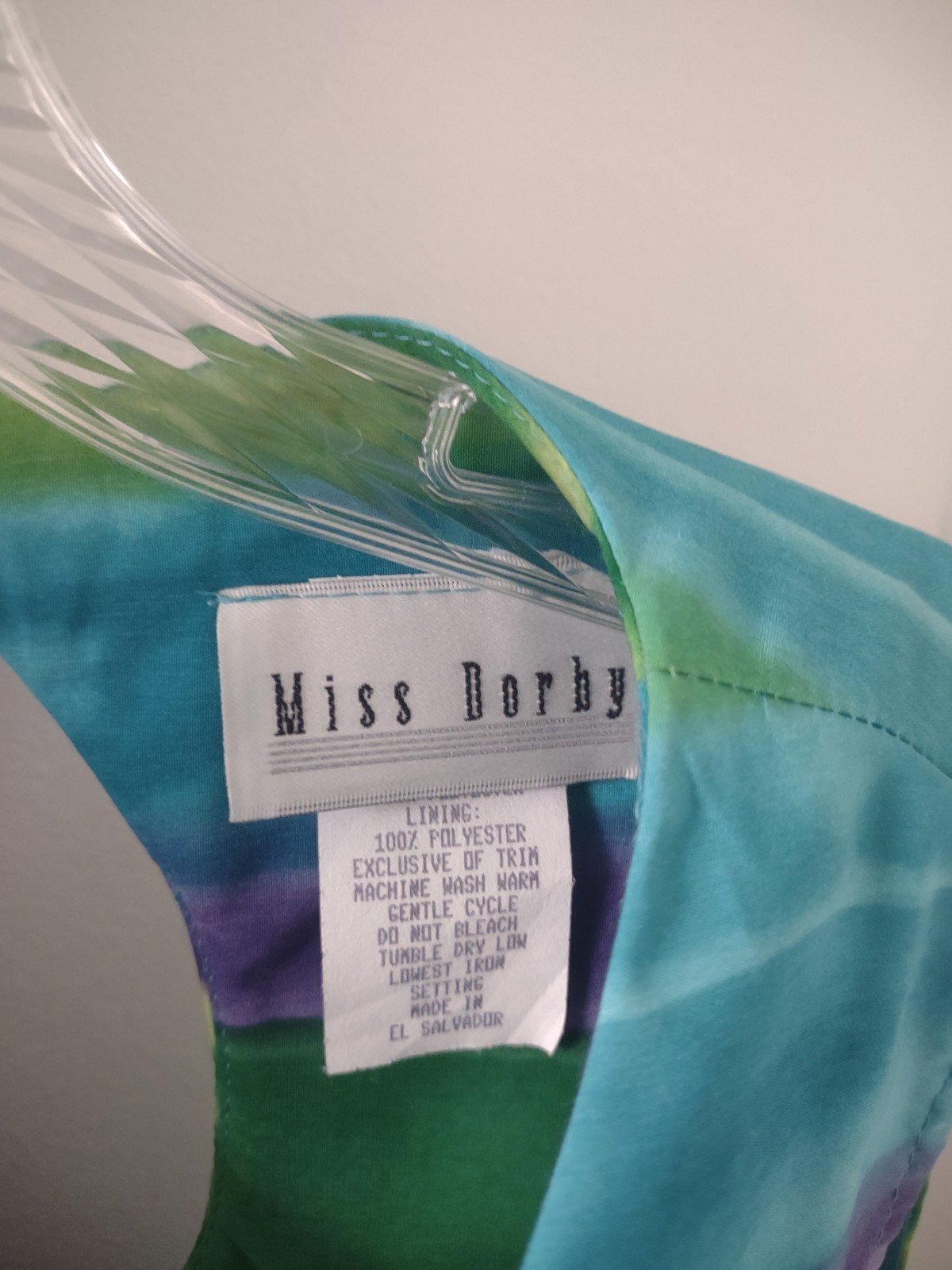 Vintage Miss Dorby Women’s Sheath Dress Lined Green Blue Purple Size 14~ NWT