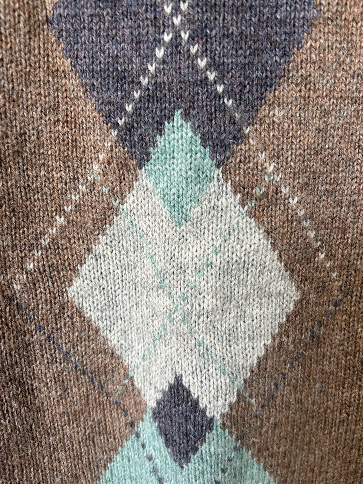 Vintage 80’s McGregor Wool Sweater Womens Argyle Sz. L Pullover Brown Diamond