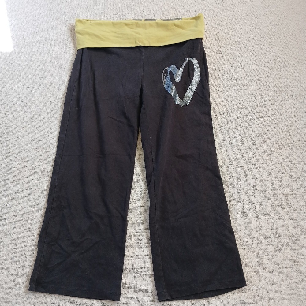 PINK ’10 cotton foldover waistband legging pants y2k yoga vintage foil small